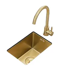 Rose Gold Nano 304 Stainless Steel Kitchen Sinks Single Bowel Mini Sinks for Balcony Small Apartment Bar Counter APRONT87