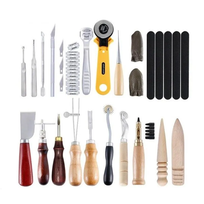 

24Pcs DIY Handmade Leather Tool Set Leathercraft Adjustable Stitching Groover Crease Leather Tool Leathercraft Accessories