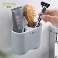 ECOCO Automatic Toothpaste Dispenser Dust-proof Toothbrush Holder Wall Mount Stand Bathroom Accessories Set Toothpaste Cup Set