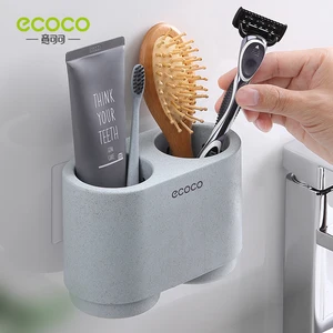 ecoco automatic toothpaste dispenser dust proof toothbrush holder wall mount stand bathroom accessories set toothpaste 2 cup set free global shipping