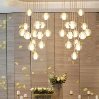 modern crystal led chandeliers lighting fixture nordic ball metal pendant hanging lamps bedroom living room staircase lights