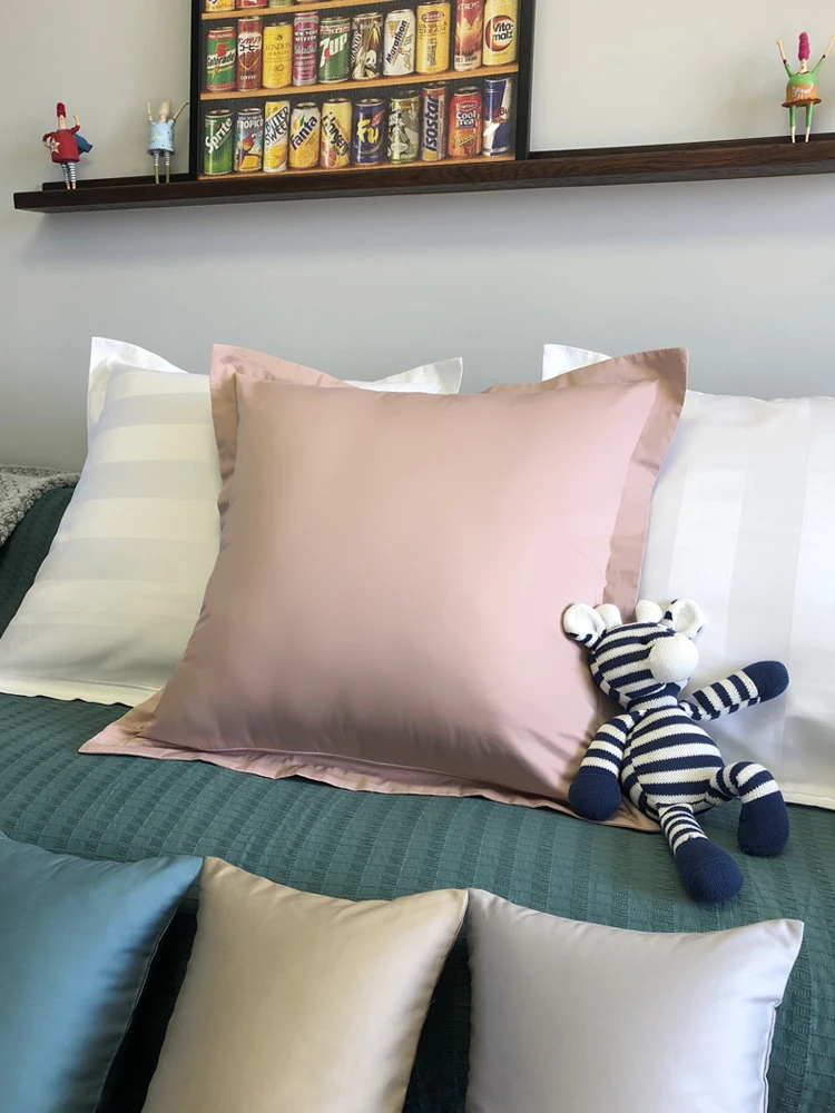 

large cotton cushion cover plain color pillowcase bed lumbar pillow cover