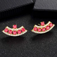 latest design fashionable rhinestone cute ear studs copper cz crystal earrings for women girl jewelry birthday new year gifts
