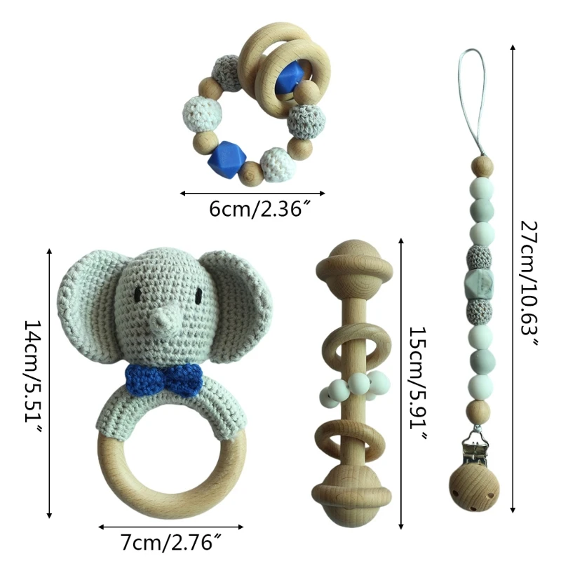 

Baby Pacifier Clip Teething Bracelet Crochet Soother Infants Rattle Teether Toy