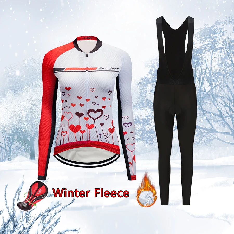 

2022 Winter Warm Cycling Clothing Women BIB Kit Thermal Fleece Road Bike Jersery Set MTB Suit Female Bicycle Clothes Pro Uniform