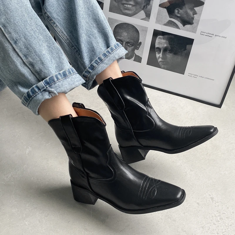 

Ashion Women Boots 2020 New Arrivals Square Head Shoes Party Fashion High Heels Autumn and Winter Boot Size 33-42