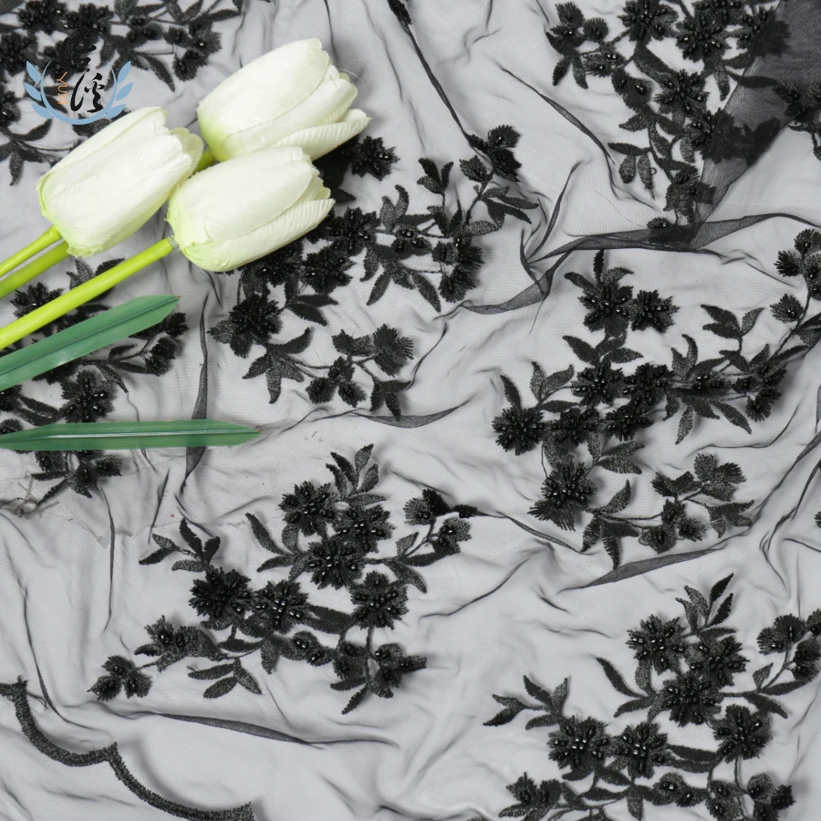 5 ярдов Новая трехмерная ткань с вышивкой ажурное волокно Ткань пятно вышивка