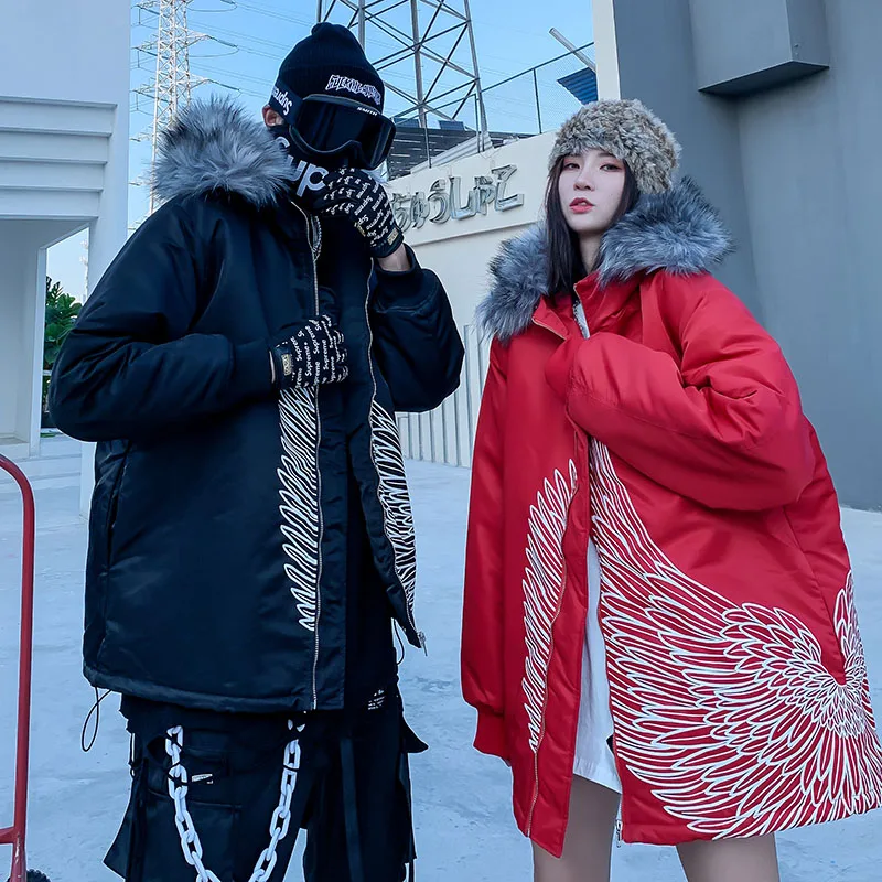 Мужская зимняя куртка с принтом Крылья толстая хлопковая парка 2019 | одежда