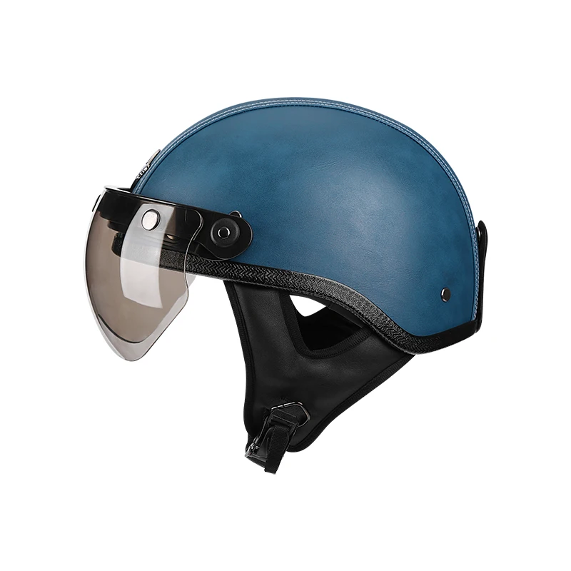 Мотоциклетный шлем из искусственной кожи в стиле ретро винтажный для езды на