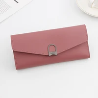 womens wallet design metal letters hasp female solid color card holder ladies pu leather coin purses clutch bag money clip