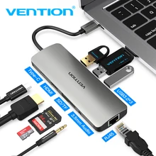 Vention USB-C концентратора Тип C концентратор USB 3,0 Thunderbolt 3 HDMI 3,5 мм аудио RJ45 адаптер для MacBook Pro samsung Galaxy S9 USB C концентратора