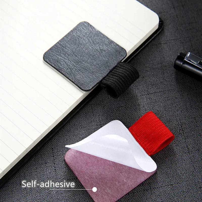 Self-adhesive Leather Pen Clip Pencil Elastic Loop for Notebooks Journals Clipboards Holder Office Desk Accessories |