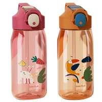 2pcs 550ml water bottle with straw leak proof for kidsbpa free durable plastic drinking bottlered orange