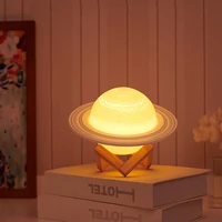 3d printing saturn lamp usb home decoration bedroom led night light rechargeable with remote controller for kid gift night lamp