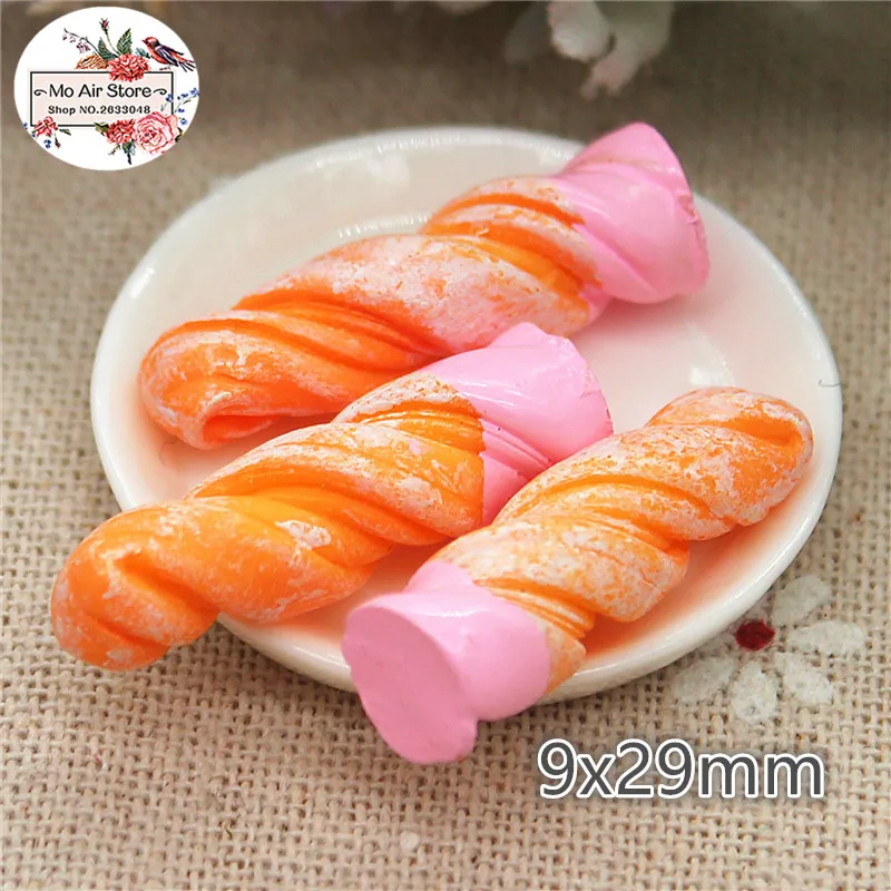 

french bread 10PCS 9x29mm Resin Flatback Cabochon Miniature Food Art Supply Decoration Charm Craft