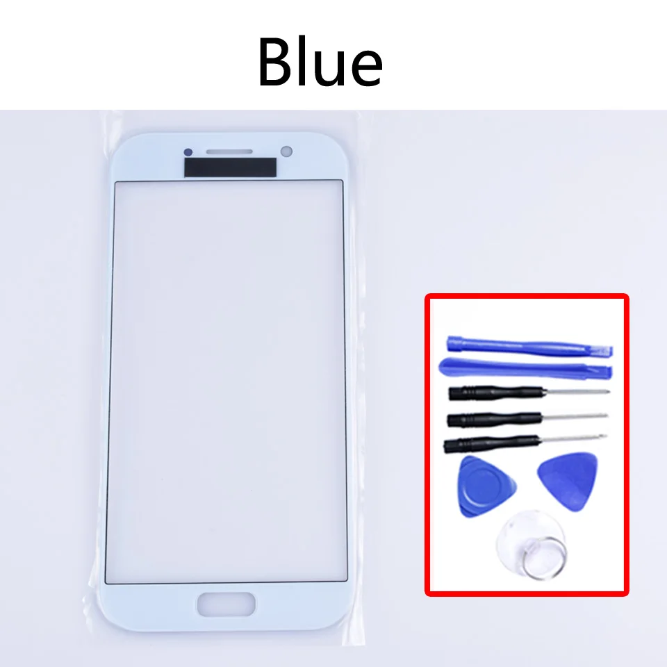 Blue-With tool A520 для Samsung Galaxy A5 A520 A520F SM-A520F SM-A520F/DS сенсорный экран Переднее внешнее стекло сенсорный экран Замена объектива 5,2" - Цвет: Blue-With tool