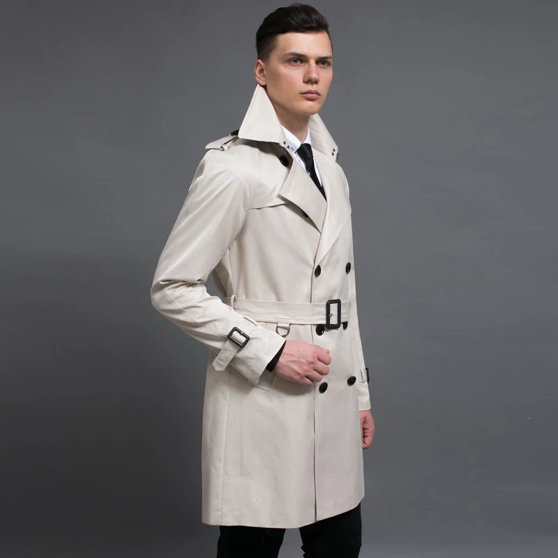 

Coat Long Style Spring Autumn Double Breasted Solid Color Mens Jackets And Coats Plus Size 6xl Man Trench NO.718