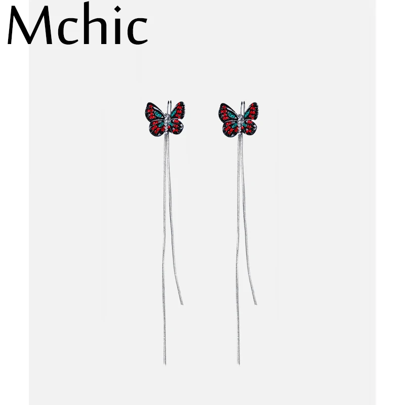 Mchic изысканные циркониевые медные висячие серьги-подвески с кисточками и