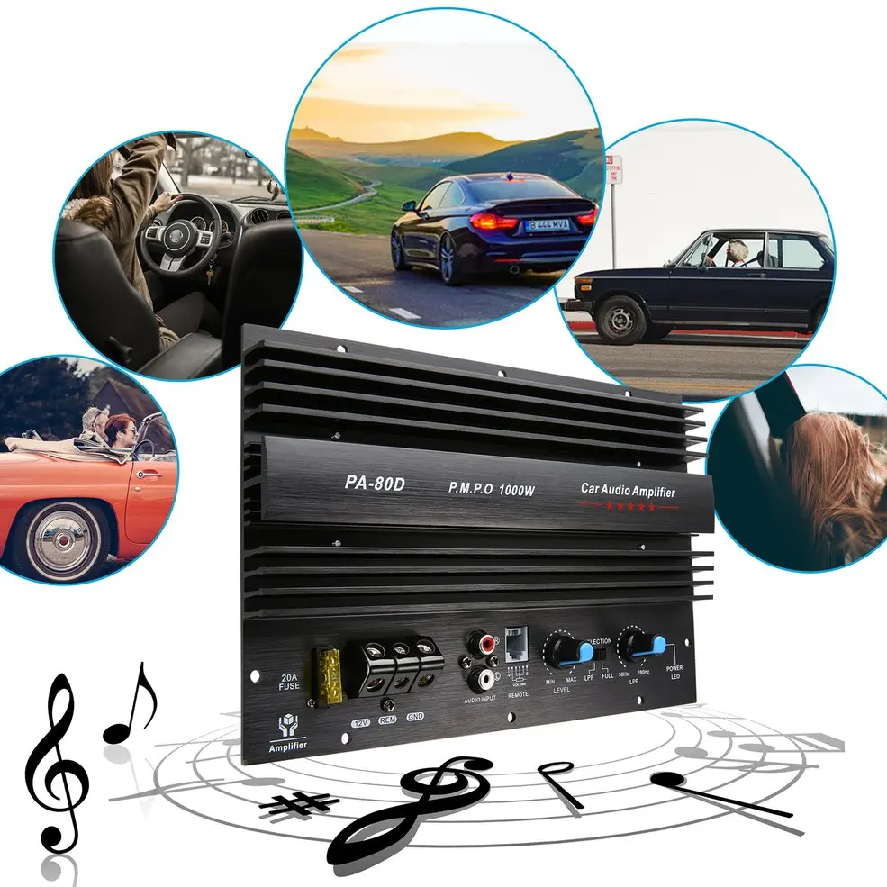 12V 1000W Amplifier Board Mono Car Audio Power Powerful Bass Subwoofers Amp for Modification PA-80D |