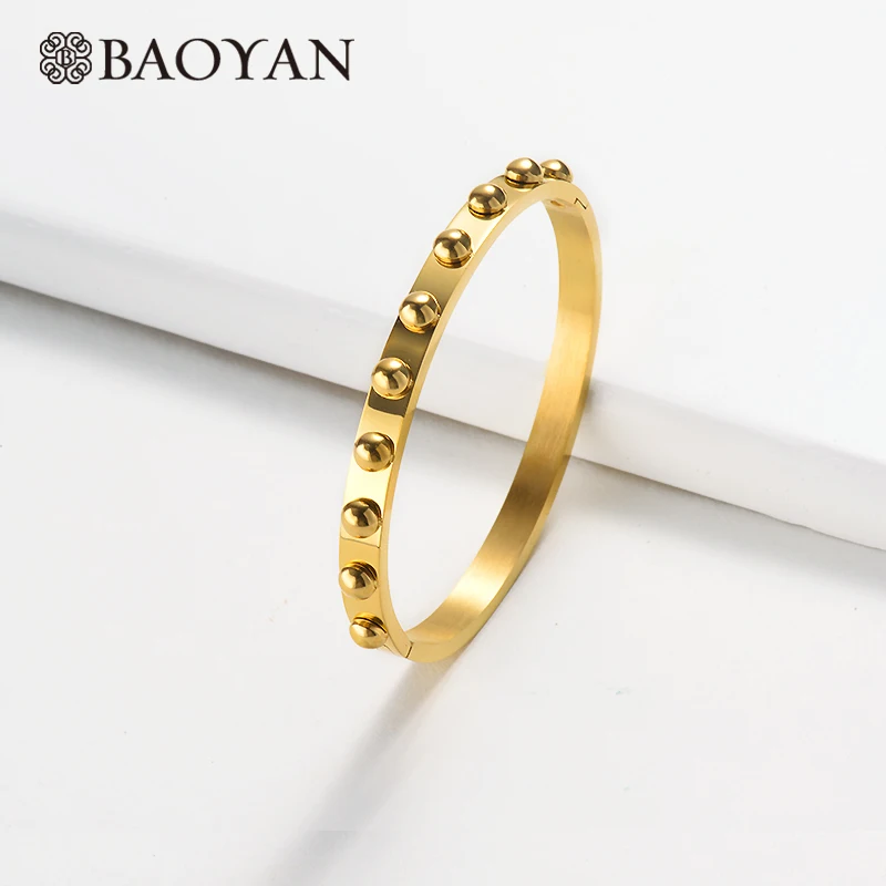 Baoyan Роскошный Золотой Серебряный Браслет Модные женские браслеты из нержавеющей