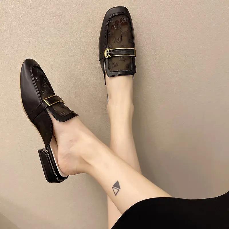 

Ladies' Slippers Summer Casual See-through Muller Shoes Women's Flip-flops Fashion Square Hair Fashion Ladies' Slippers Party