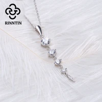 rinntin sterling silver women necklaceearrings sets with white aaa cz cubic zircon long leaf shape female jewelry set tss14