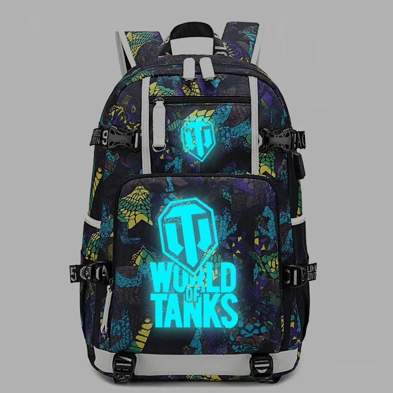 Style 6 Аниме Мир танков рюкзак USB порт рюкзак мешок Змеиный узор школьники подростки школьная сумка дорожная сумка для ноутбука - Цвет: Style 6