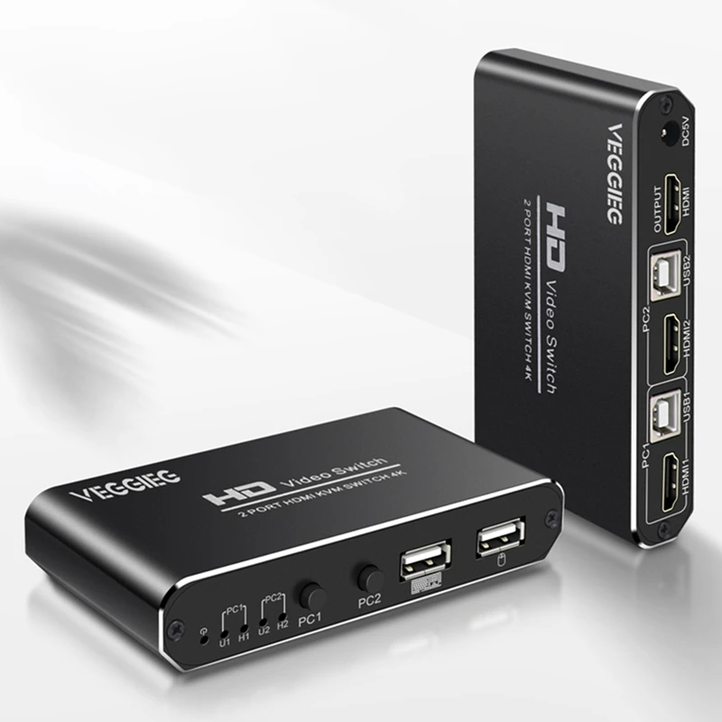 

VEGGIEG HDMI 2 in 1 Out Switch HDMI Splitter 2Kx4K HDMI Switch HDMI Interface Supports DDC Function