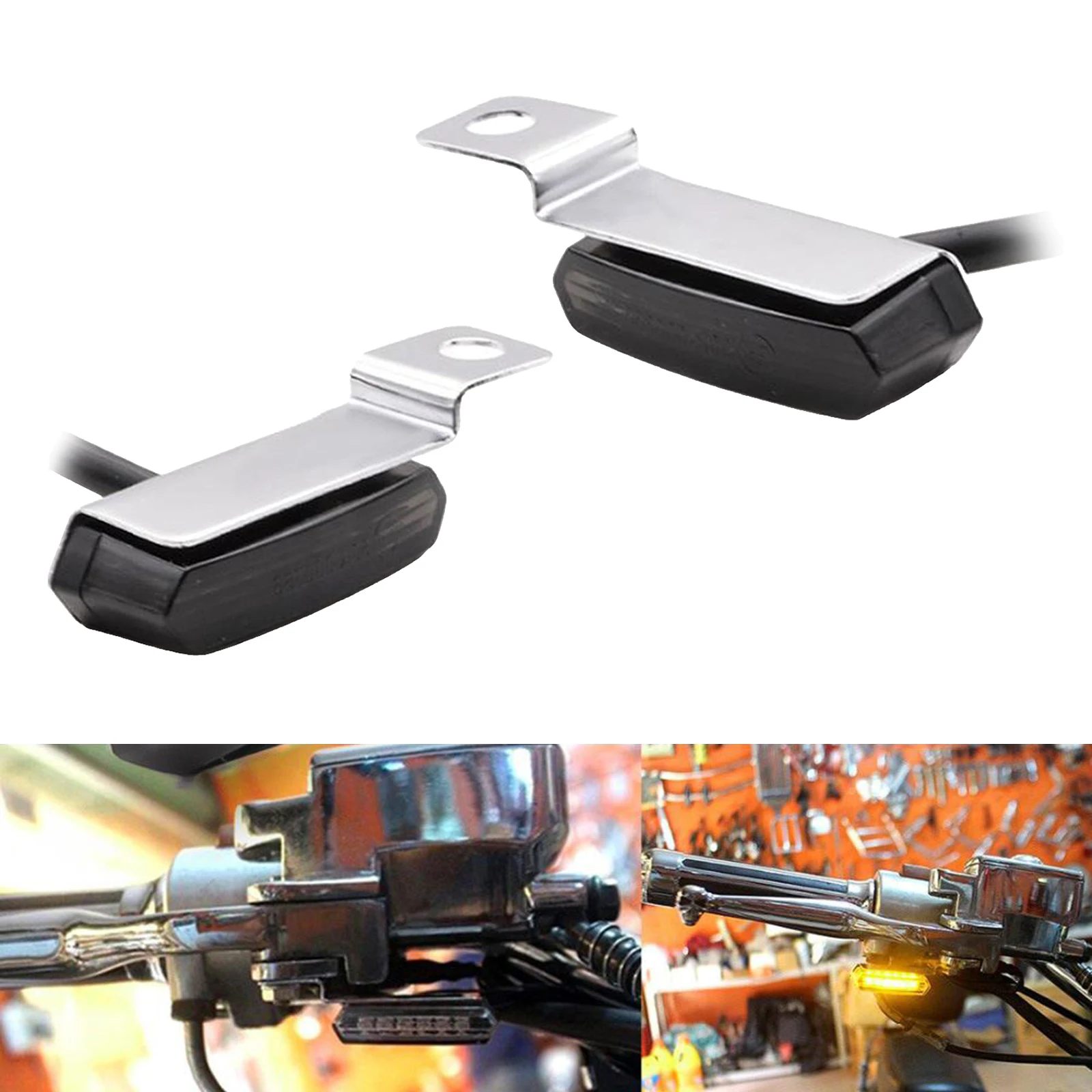 

Amber Motorcycle LED Turn Signal Light Flexible Waterproof Bars kit Universal Fit Motorbike, 2Pcs