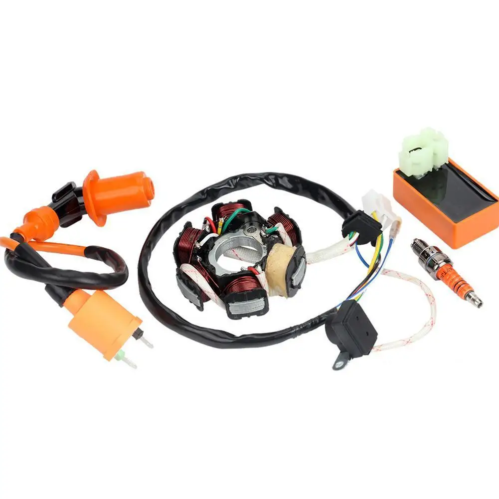 1 комплект гоночная катушка зажигания CDI Свеча мопед магнит статор скутер