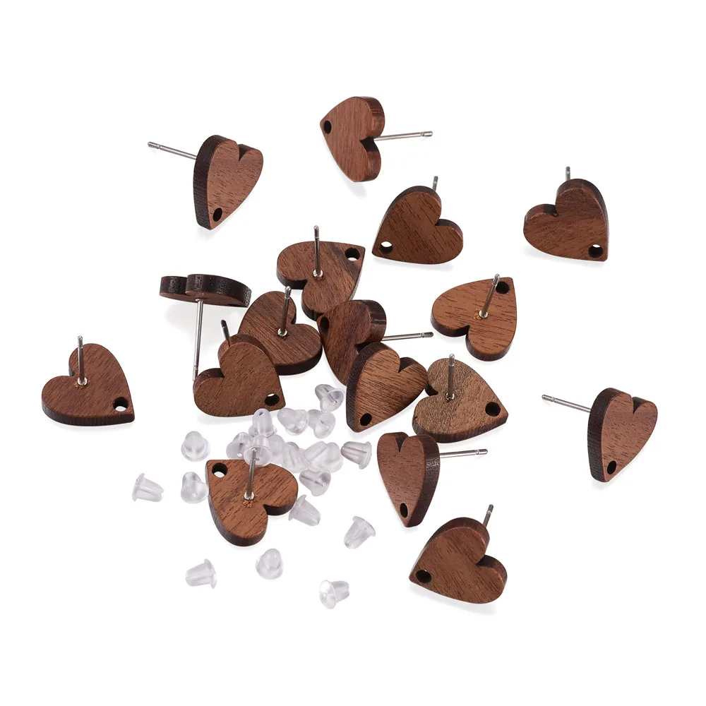 

Деревянные серьги-гвоздики в форме сердца, фурнитура, аксессуары с платиновым штифтом из сплава, пластиковые гайки для сережек «сделай сам»...