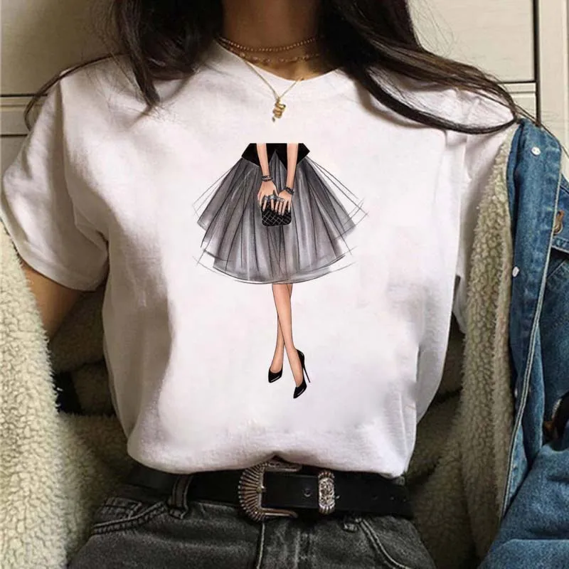 

Women Kawaii Graphic Printed T=shirts Fashion Girls Ladies T Shirt Harajuku Korean Style Graphic Tops Casual Female T-shirt Tee