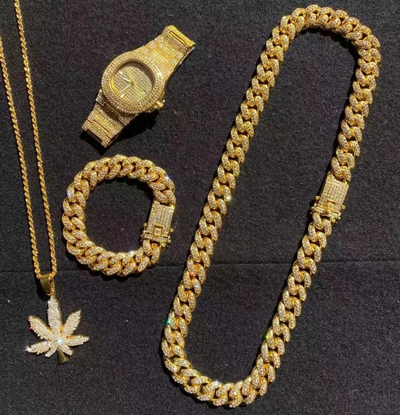 Роскошные мужские бриллиантовые часы хип хоп кубинские украшения ожерелье &