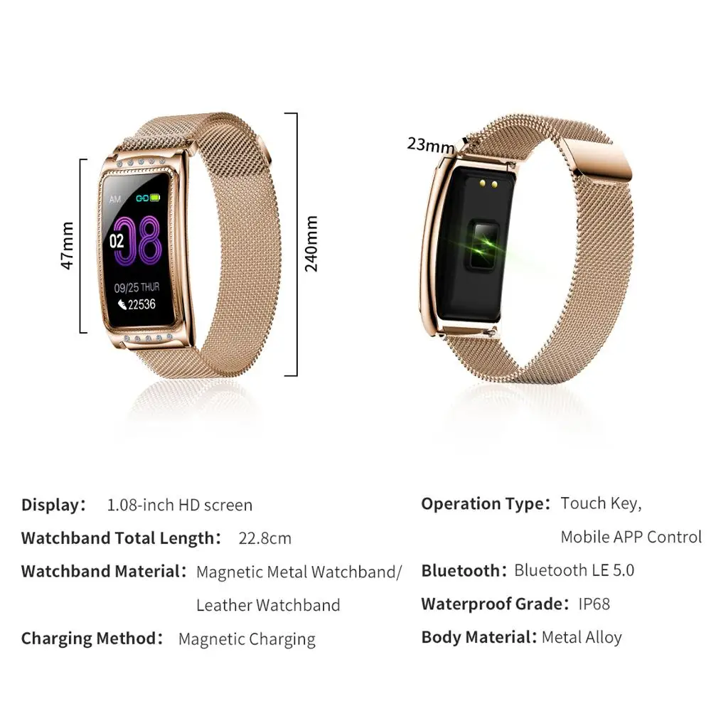 2020 fashion F28 smart watch for Android IOS heart rate measurement sphygmomanometer ladies bracelet waterproof fitness pedomete |