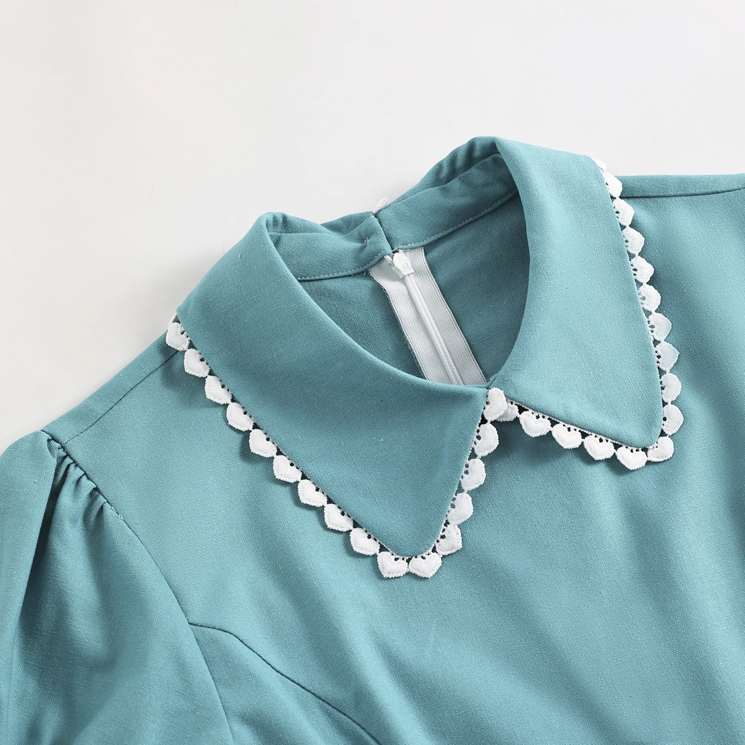 Кавайное однотонное синее винтажное платье с карманами женское летнее ретро 40s 50s