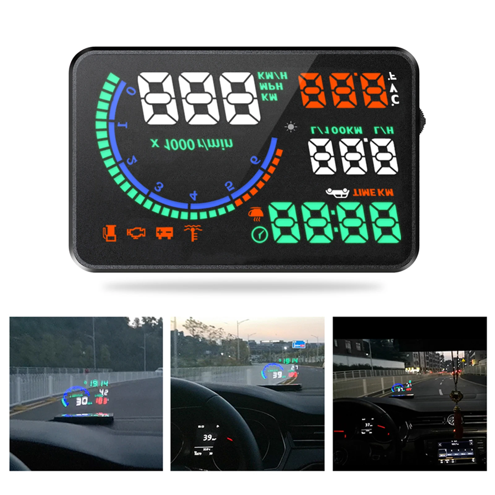 

5,5 дюйма OBDⅡ лобовое стекло HUD Дисплей с Дисплей об/мин миль в час) превышение скорости Предупреждение расход топлива Температура воды