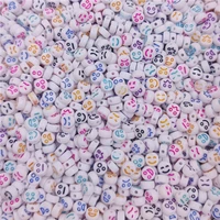 50pcs smiley faces beads 7mm oval shape multicolor charm jewellery making for jewelry making