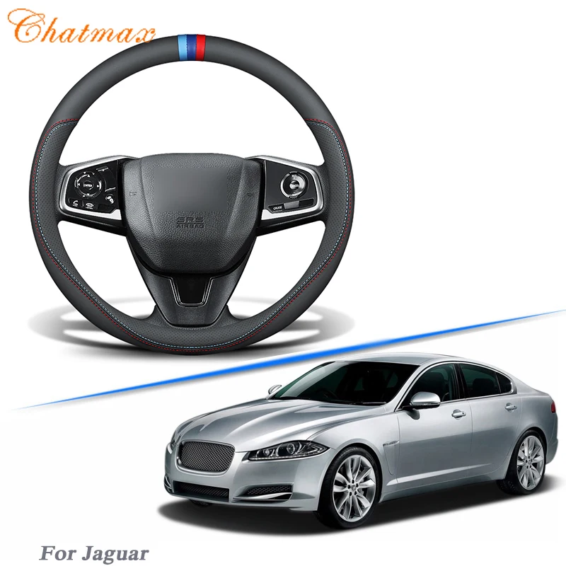

Чехол рулевого колеса автомобиля черная кожа Универсальный подходит для Jaguar XF I-Pace F-Pace XJ F-Type XK XE все серии Простота установки