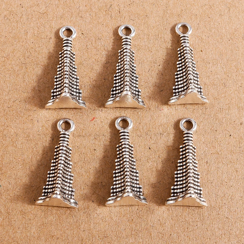 

10pcs 8*22mm Vintage Silver Color Tower Charms for Making Necklace Drop Earrings DIY Keychains Crafts Jewelry Findings Accessory