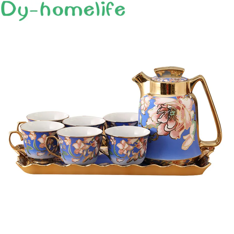 

Ceramic Coffee Tea Set Nordic Gold Butterfly Butterfly Coffee Pot Cup Tray Set Household Afternoon Tea Set Water Set Cold Kettle