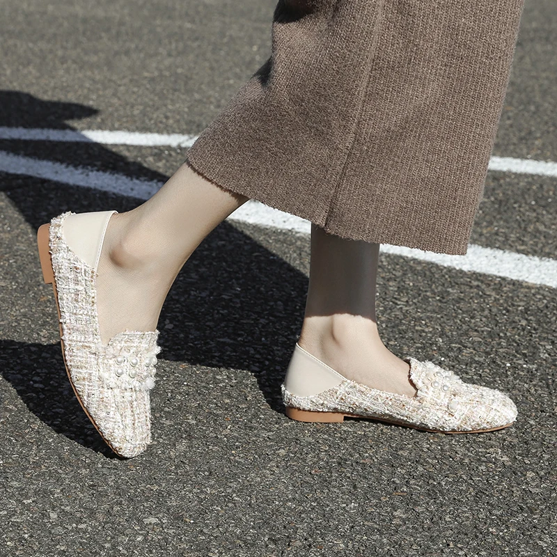 Женские разноцветные плетеные Мокасины без застежки на плоской подошве