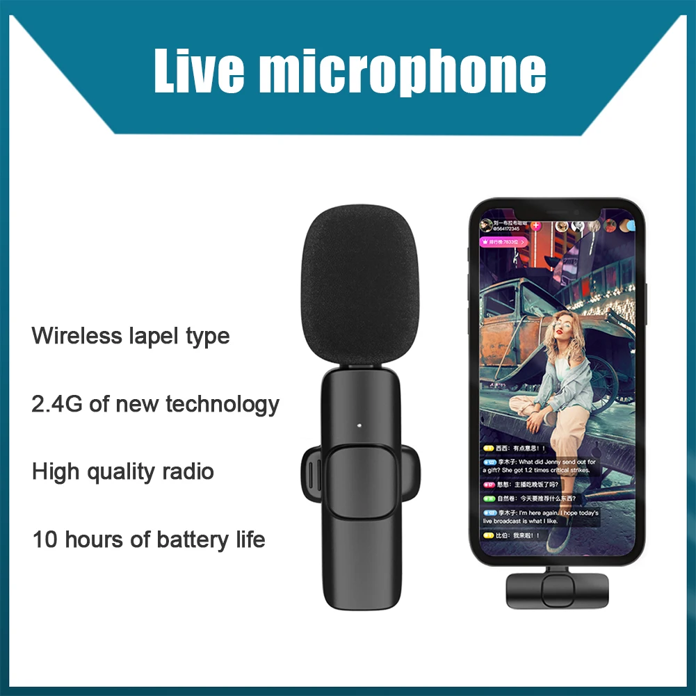 Wireless Lavalier Microphone Portable Mini Mic for iPhone Android Phone Youtubers Facebook Live Broadcast Type-C Clip Microfon |