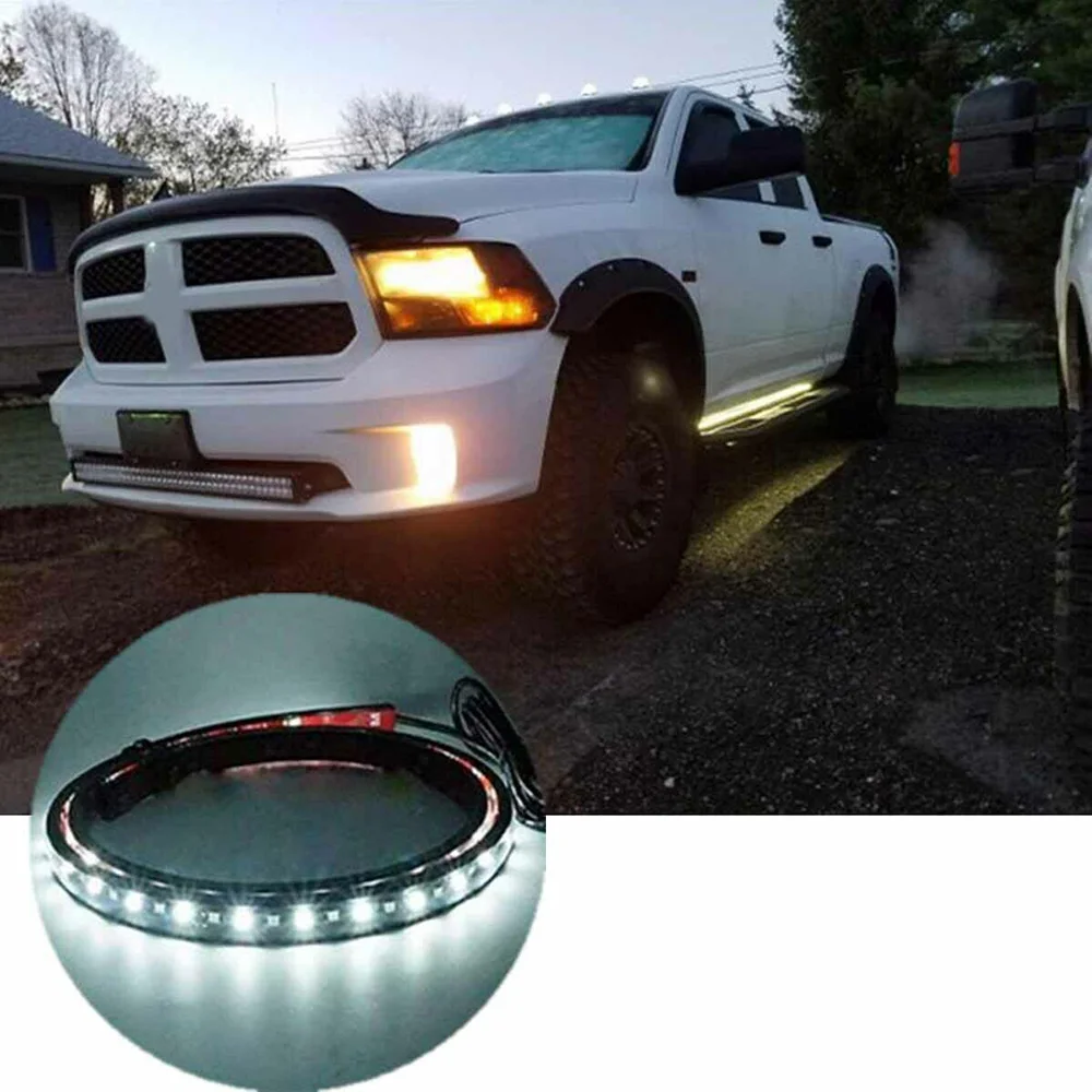 

Truck LED Light Strip 2pcs Amber White Car DRL Pickup Running Board Side