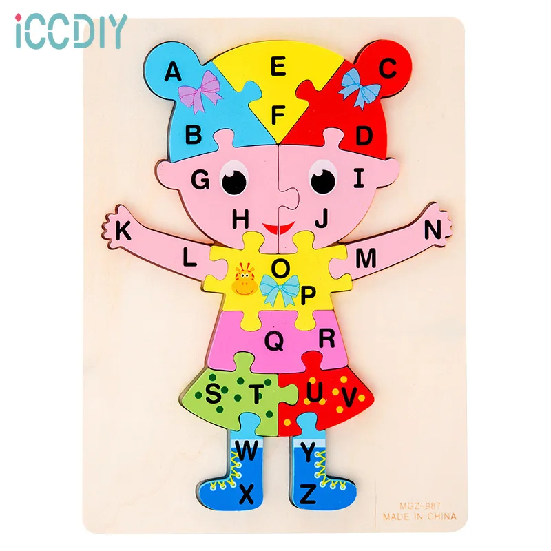 

26 letter animal Traffic Puzzle Children's early education English Enlightenment cognition puzzle wooden toys