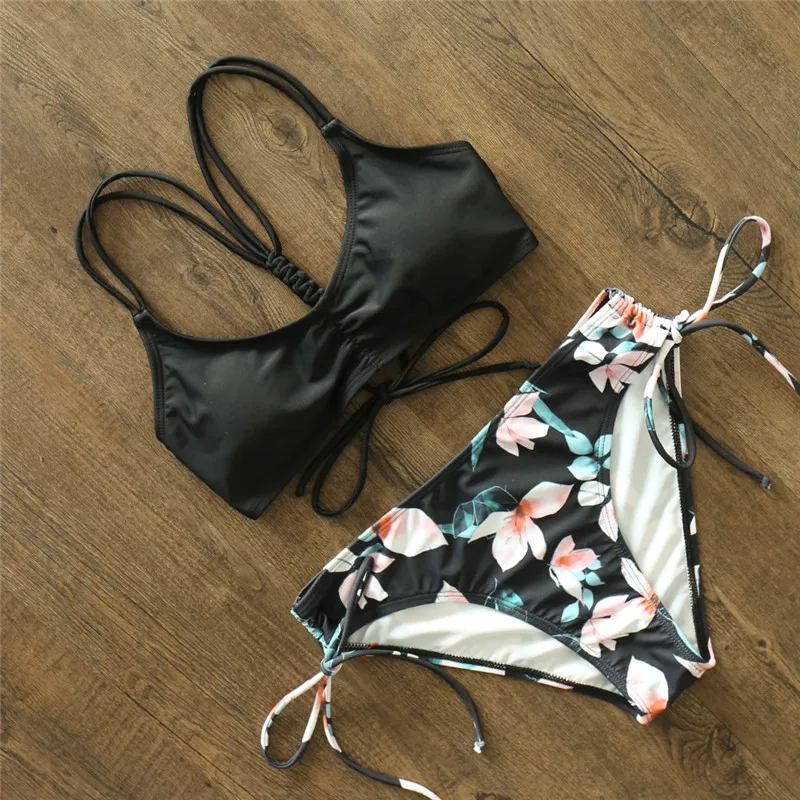 

Sexy Off The Shoulder Bikinis Women Swimsuit 2020 New Ruffle Swimwear Leaf Print Bathing Suits Beach Wear Swim Suits Biquini