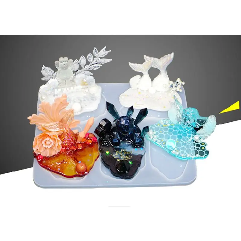 

DIY Wave Coaster Crystal Epoxy Mold Manual Mirror UV Resin Rectangle Table Decor