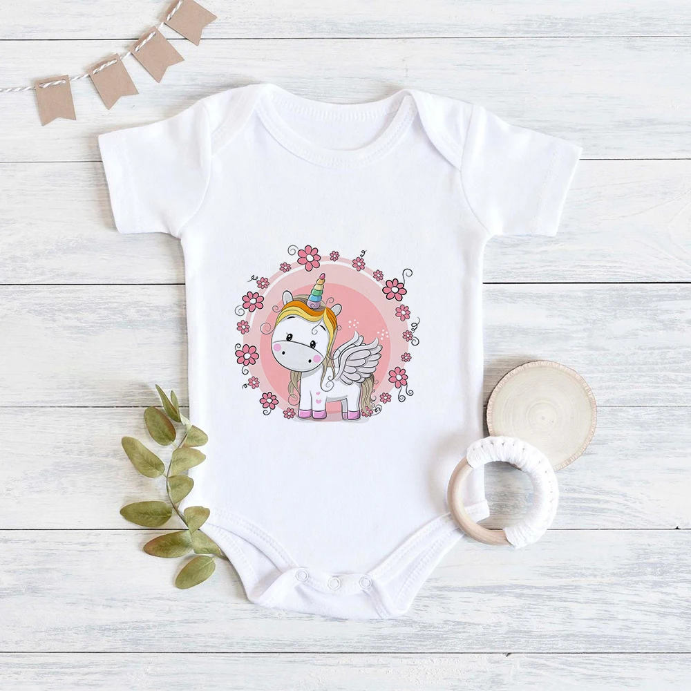 

Sweet Style Soft Baby Girl Bodysuit Summer Cartoon Unicorn Kawaii Newborn Baby Clothes Plus Size Loose Toddler Jumpsuits 0-24 M