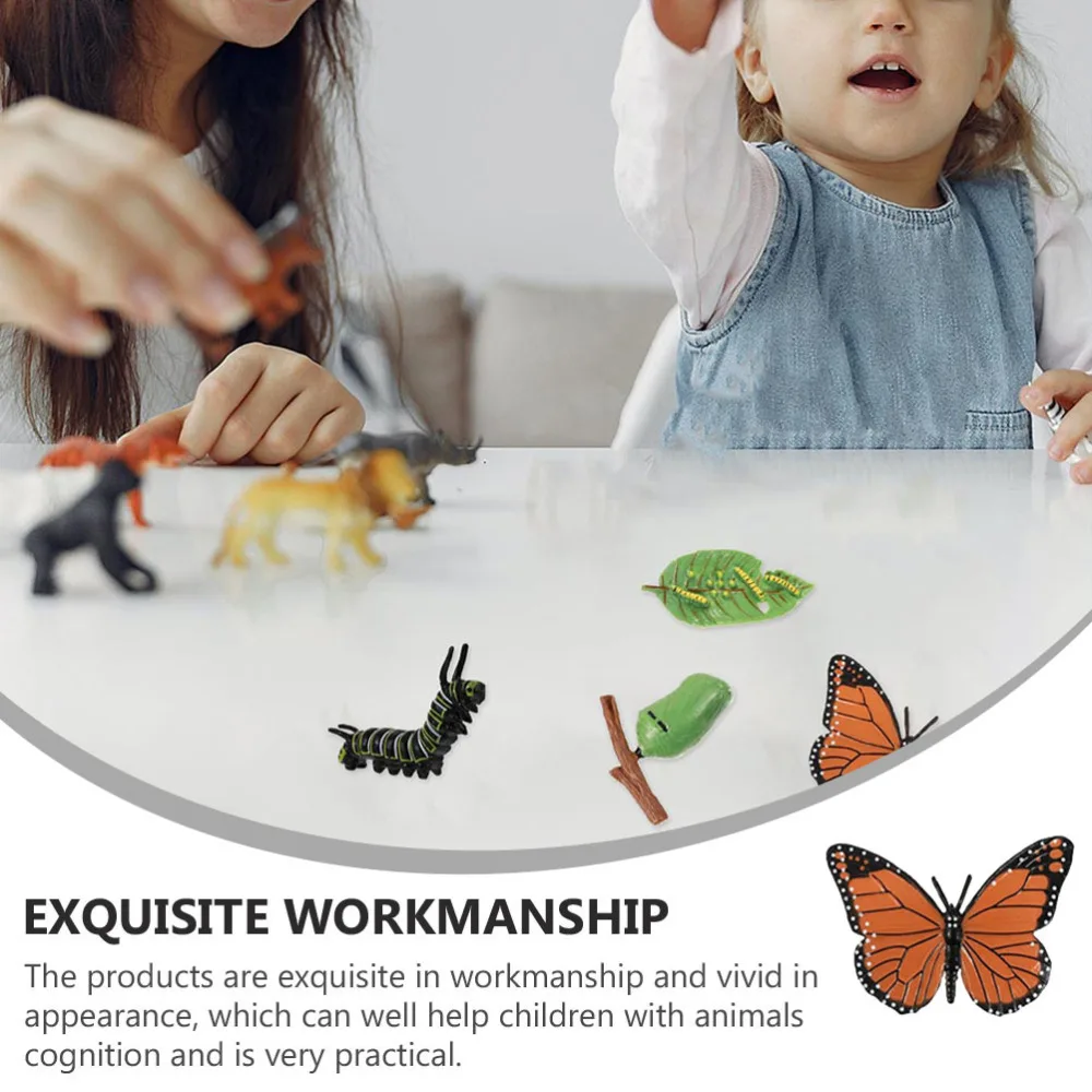 

4 Sets Growth Cycle of Butterflies Turtle Rooster and Frogs Figures for Kids