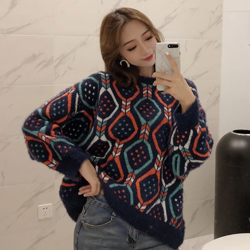 [EWQ милые женские туфли с круглым вырезом узором &quotромбиками&quot рукавами летучая