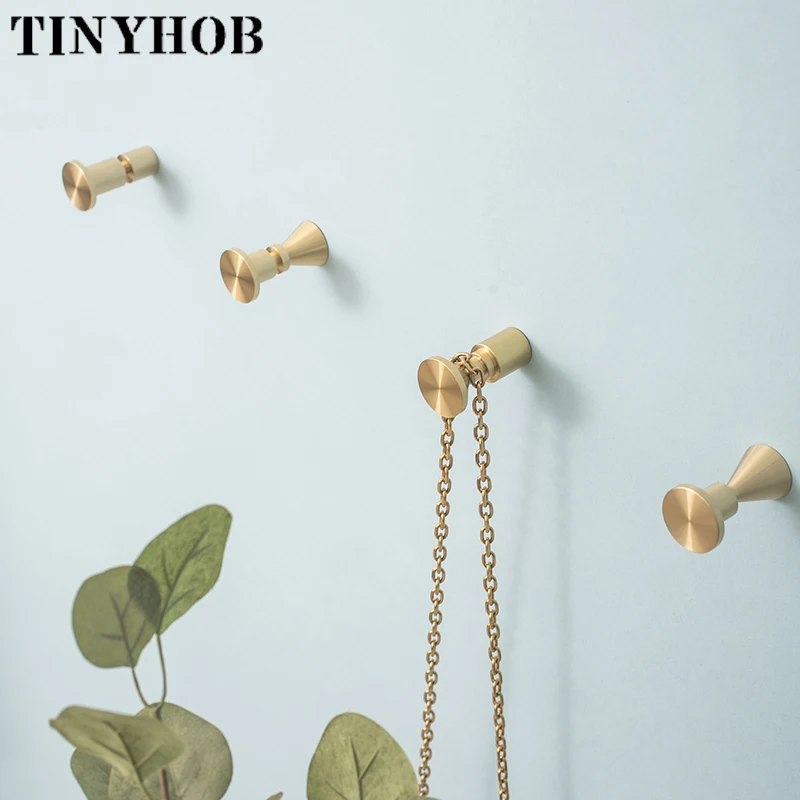 4 шт./лот крючок из твердой латуни настенный для одежды халата вешалка